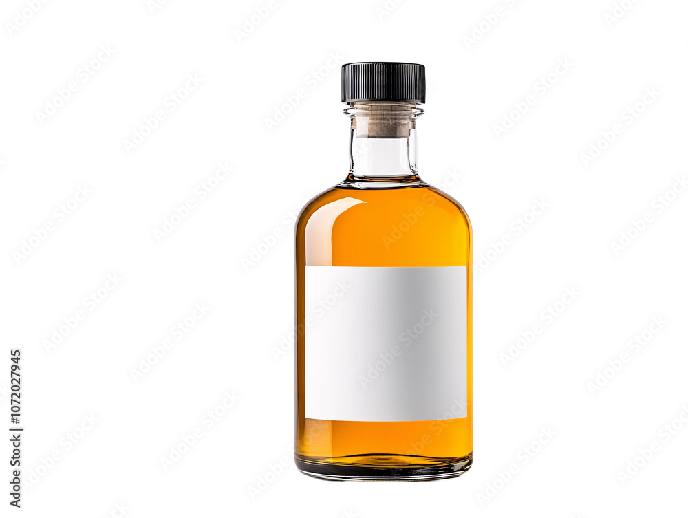 a bottle of amber liquid a bottle of amber liquid
