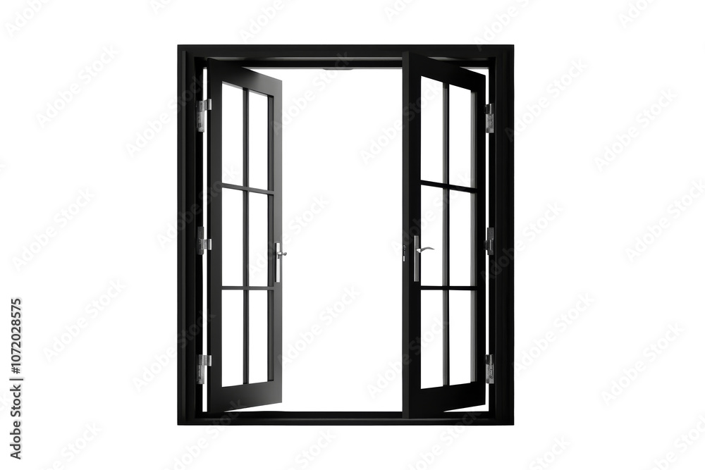 Black open window isolated on transparent background.
Black open window isolated on transparent background.