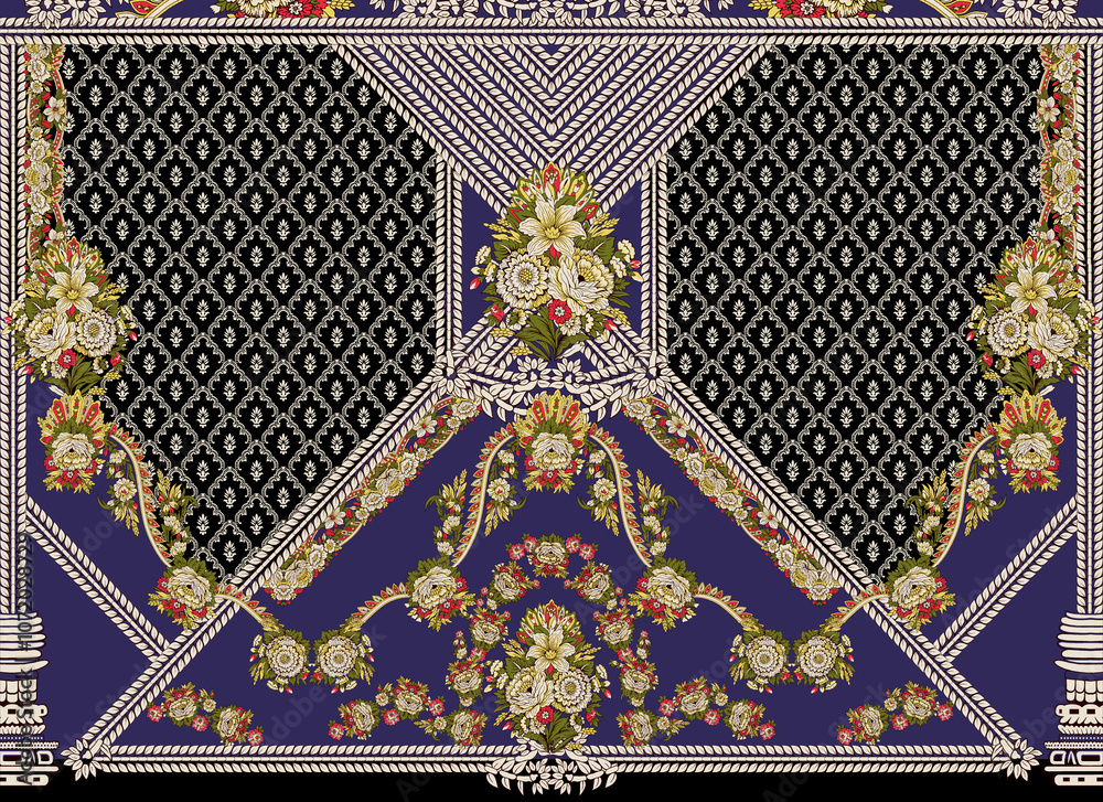 seamless beautiful wallpaper cards border design floral leaf vintage ornament Victorian geometric ethnic print paisley pattern
