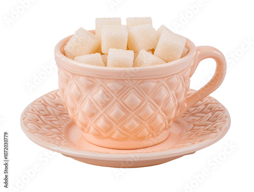 a cup with sugar cubes in it photo