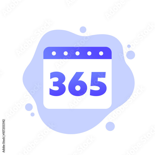 365 days, full year vector icon with a calendar