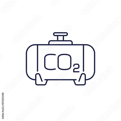 co2 storage icon, carbon dioxide gas tank line vector design