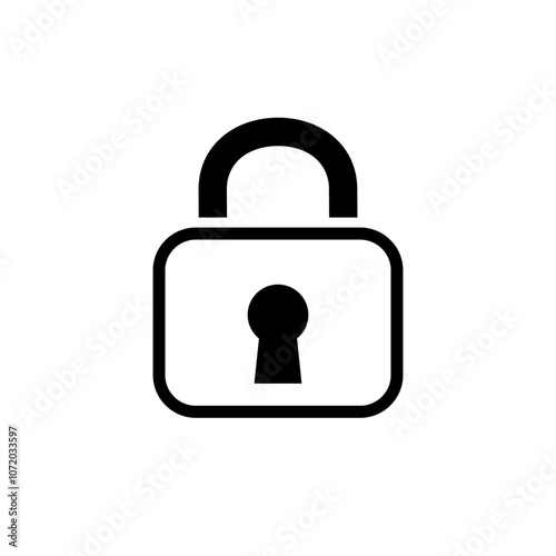 keyhole and lock icon, pictogram on white