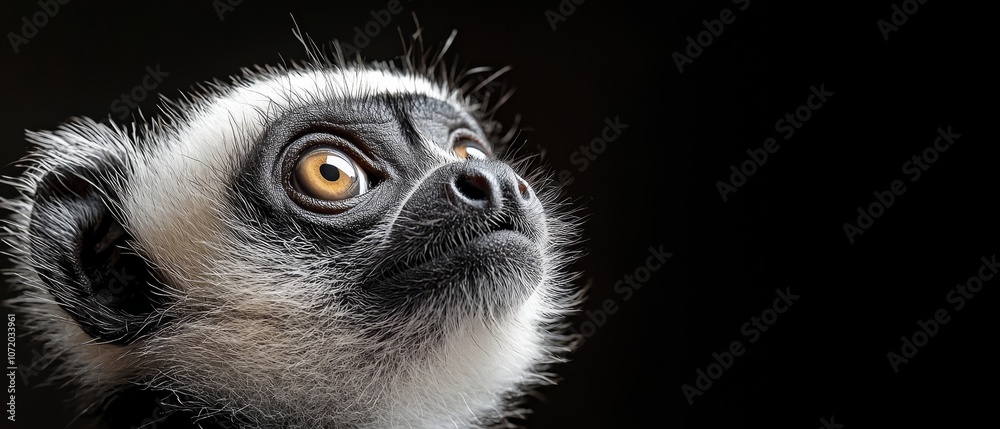 Fototapeta premium A close up of a lemur looking up at the camera