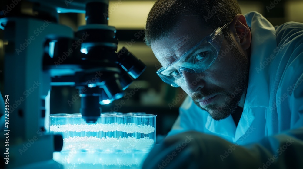 Researcher Examining Samples in Laboratory Setting