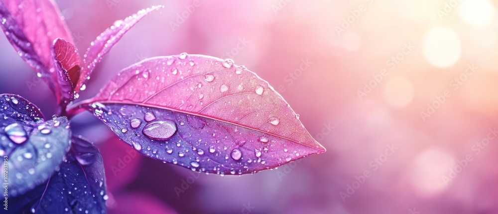 Fototapeta premium A purple leaf with water droplets on it