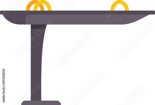 This vector illustration features an empty seesaw balancing on one side in a playground, representing concepts of inequality and imbalance