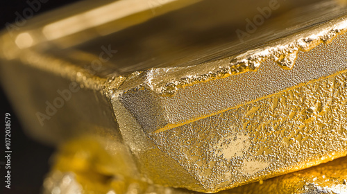 Gold bar shines brightly under light