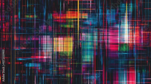 Wallpaper Mural Vibrant Abstract Digital Glitch Grid with Geometric Pattern and Pixelated Details Torontodigital.ca