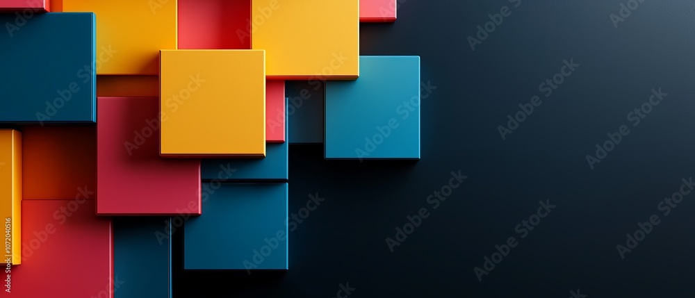 A group of colorful cubes on a dark blue background