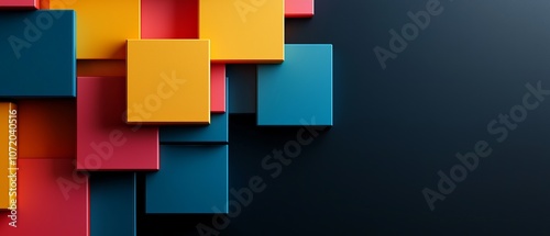 A group of colorful cubes on a dark blue background