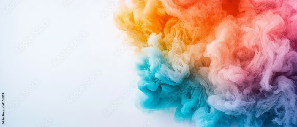 Fototapeta premium A colorful cloud of smoke on a white background
