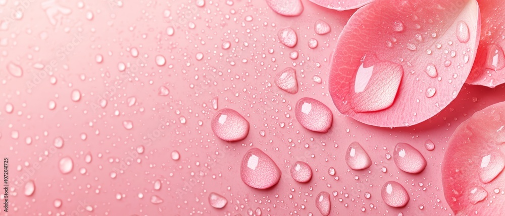 A close up of water droplets on a pink background A close up of water droplets on a pink background