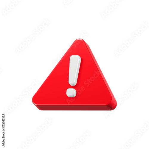 Fototapeta Naklejka Na Ścianę i Meble -  red warning sign with triangle 3d symbol icon rendering