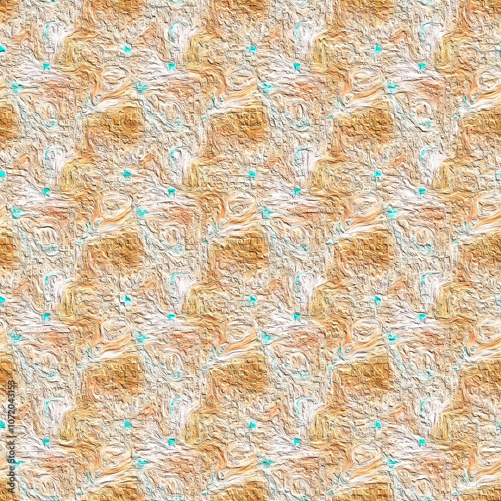 Fototapeta premium Earthy beige and turquoise seamless texture with abstract details