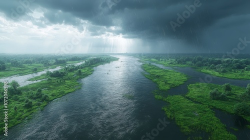 River in a Stormy Day