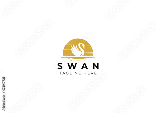 Beauty swan logo design. Simple swan logo design vector illustration