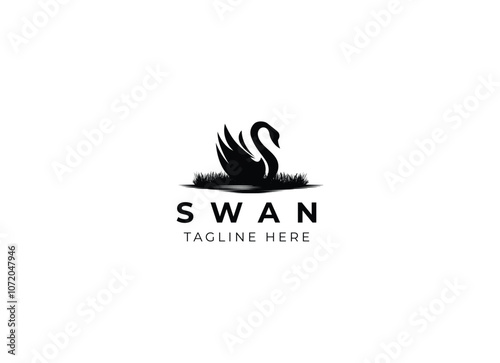 Beauty swan logo design. Simple swan logo design vector illustration