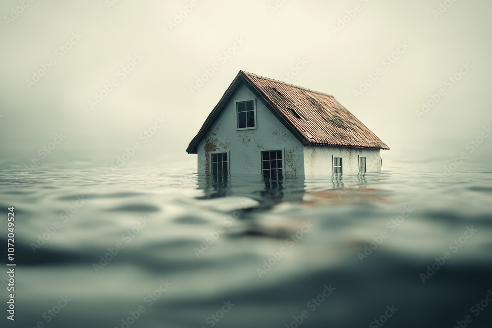 Cozy house surrounded by calm waters, perfect for relaxation and peaceful moments Cozy house surrounded by calm waters, perfect for relaxation and peaceful moments