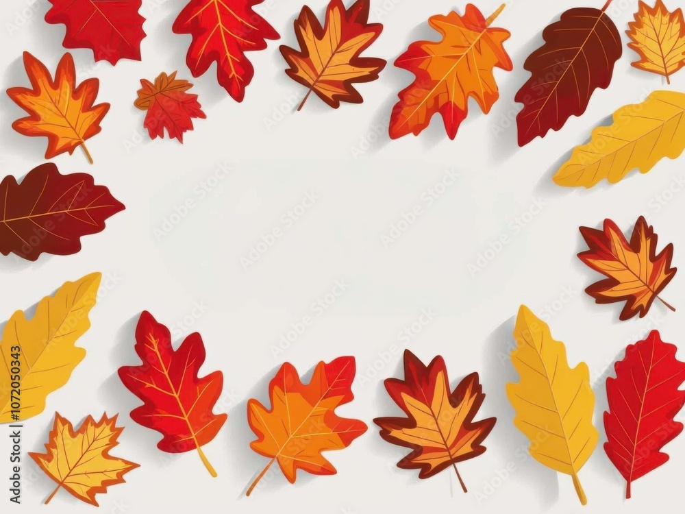 A vibrant arrangement of autumn leaves in various colors, framed around a blank space, showcasing the beauty of fall foliage. A vibrant arrangement of autumn leaves in various colors, framed around a blank space, showcasing the beauty of fall foliage.
