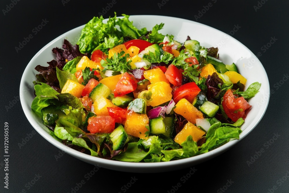 Fresh vegetables and fruits arranged in a white bowl Fresh vegetables and fruits arranged in a white bowl