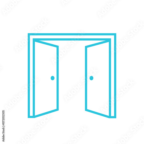 Entry icon. Double door icon. Isolated on white background. From blue icon set.