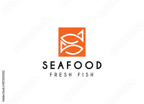 Fish logo Food Simple and unique logo and icon for seafood restaurant company. Seafood logo design template.