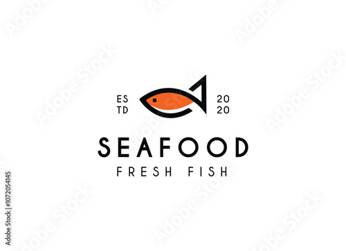 Fish logo Food Simple and unique logo and icon for seafood restaurant company. Seafood logo design template.