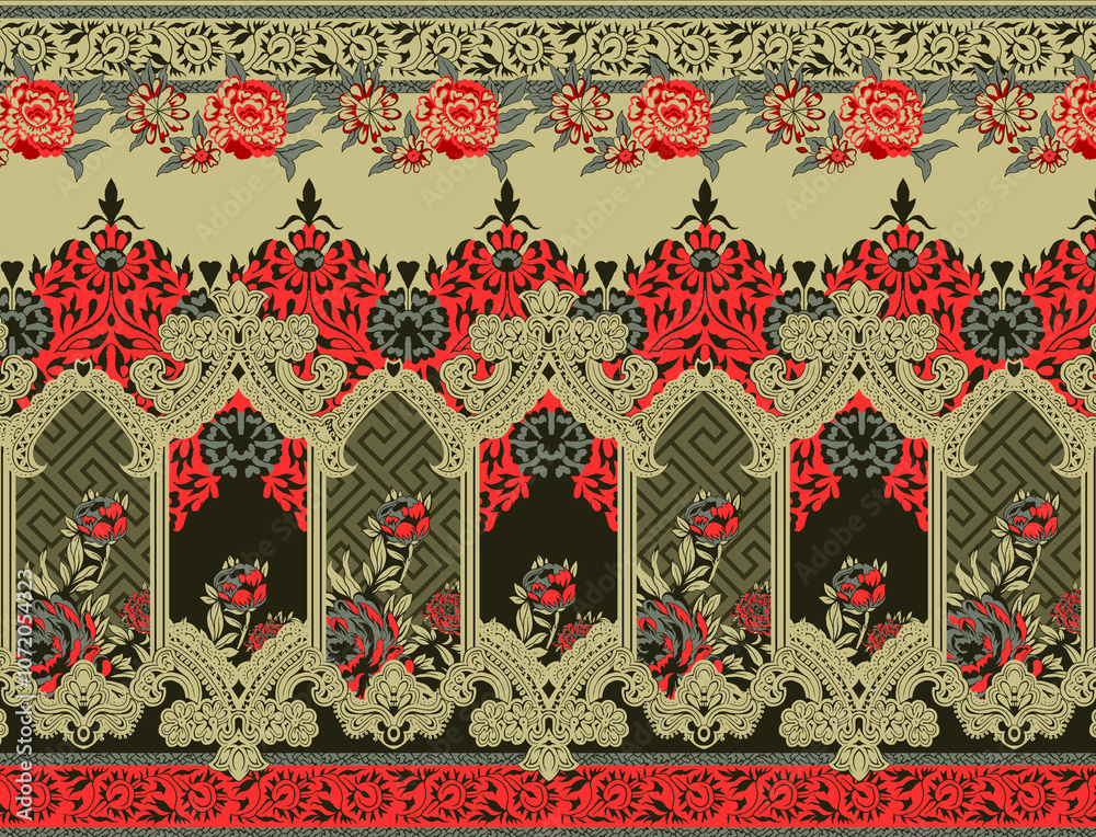 seamless beautiful wallpaper cards border design floral leaf vintage ornament Victorian geometric ethnic print paisley pattern