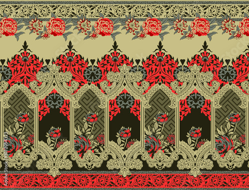 Obraz na płótnie seamless beautiful wallpaper cards border design floral leaf vintage ornament Victorian geometric ethnic print paisley pattern w salonie