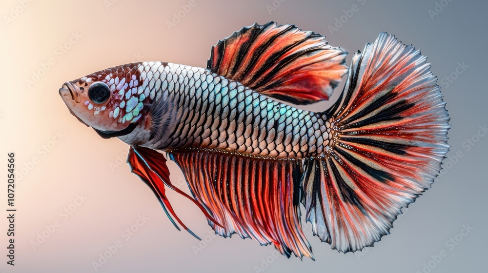 Elegant Betta Fish with Striking Zebra Patterns