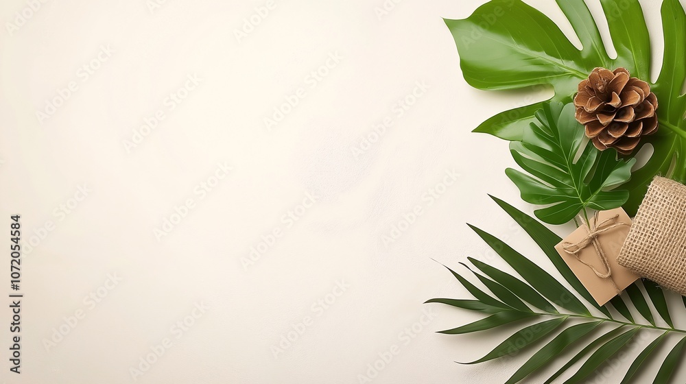 Vibrant Green Leaves and Natural Elements Arranged on a Soft Background for Fresh and Organic Design Settings in Various Creative Projects