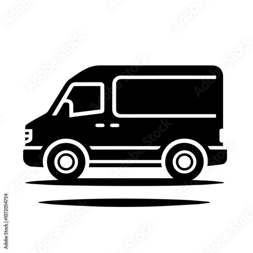 Classic Van Icon, Stylish Monochrome Vector Illustration of Retro Camper Van