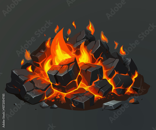 hot carbon or glowing charcoal