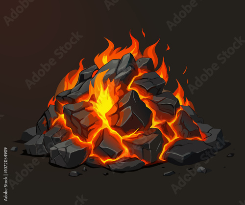 hot carbon or glowing charcoal