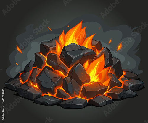hot carbon or glowing charcoal