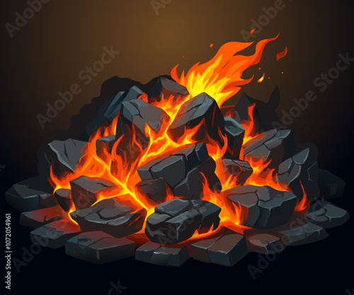 hot carbon or glowing charcoal