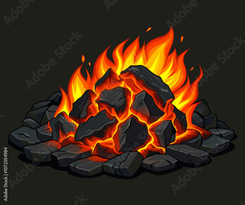 hot carbon or glowing charcoal