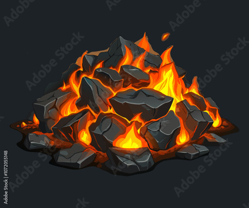 hot carbon or glowing charcoal