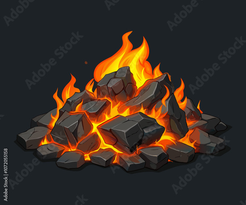 Hot carbon or glowing charcoal
