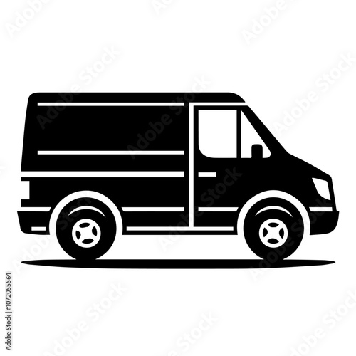 Classic Van Icon, Stylish Monochrome Vector Illustration of Retro Camper Van