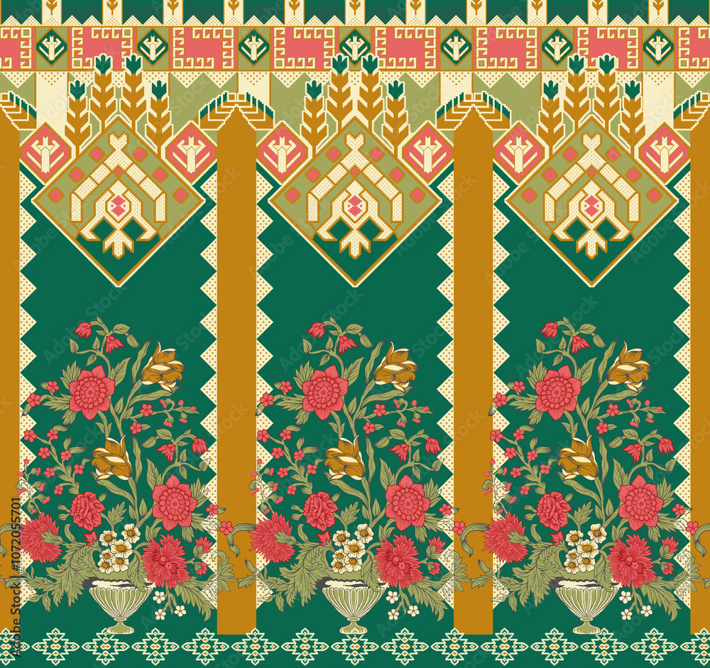 seamless beautiful wallpaper cards border design floral leaf vintage ornament Victorian geometric ethnic print paisley pattern