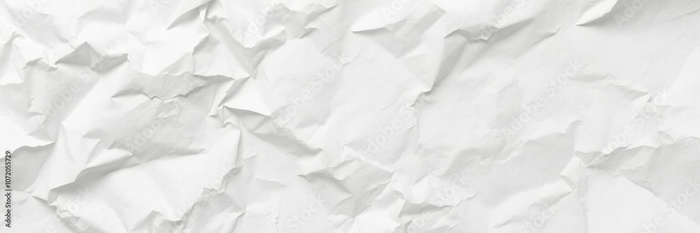 Fototapeta premium A crumpled white paper with soft creases and folds, crinkled, wrinkles
