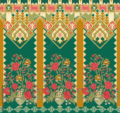 Obraz na płótnie seamless beautiful wallpaper cards border design floral leaf vintage ornament Victorian geometric ethnic print paisley pattern w salonie