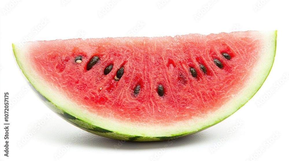 Fresh and Juicy Slice of Watermelon Isolated on Clean Background Perfect for Summer Promotions, Food Illustrations, and Healthy Recipe Concepts