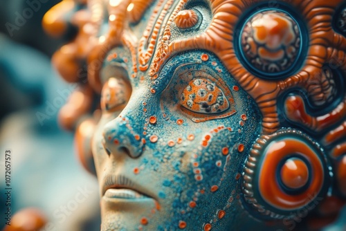 Wallpaper Mural A detailed view of a sculpture depicting a woman's face, perfect for use in art-related contexts or as a symbol of femininity Torontodigital.ca