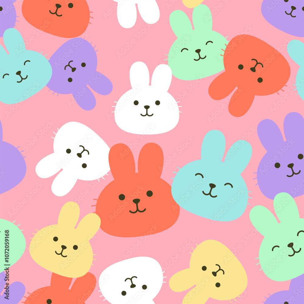 Rabbit cartoon face pattern seamless background Rabbit cartoon face pattern seamless background