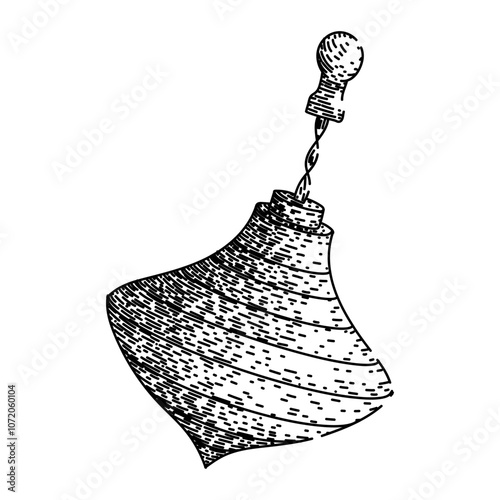 balance spinning top hand drawn. spin rotation, physics motion, axis momentum balance spinning top vector sketch. isolated black illustration