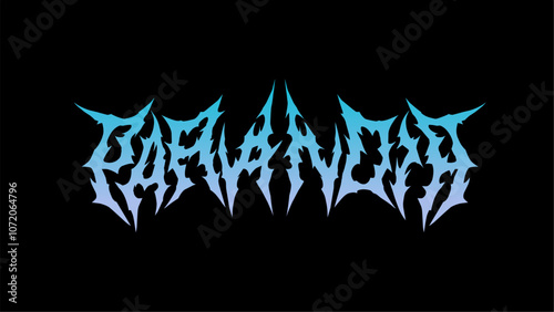 PARANOIA typography vector in a sharp, edgy, and spiky letter style, perfect for dark and alternative aesthetics. Ideal for t-shirt printing and more