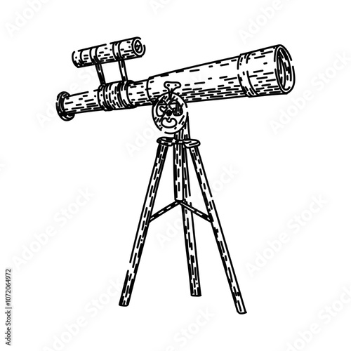 collectible spyglass hand drawn. maritime nautical, telescope brass, classic explorer collectible spyglass vector sketch. isolated black illustration
